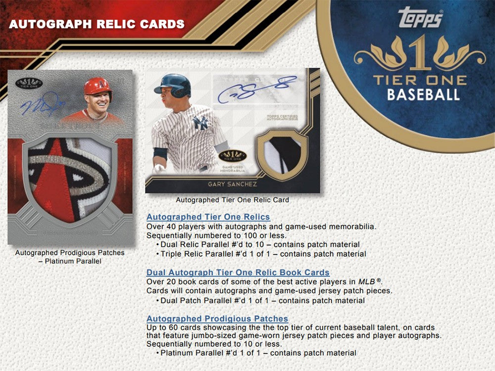 2018 Topps Tier One Baseball Hobby Box