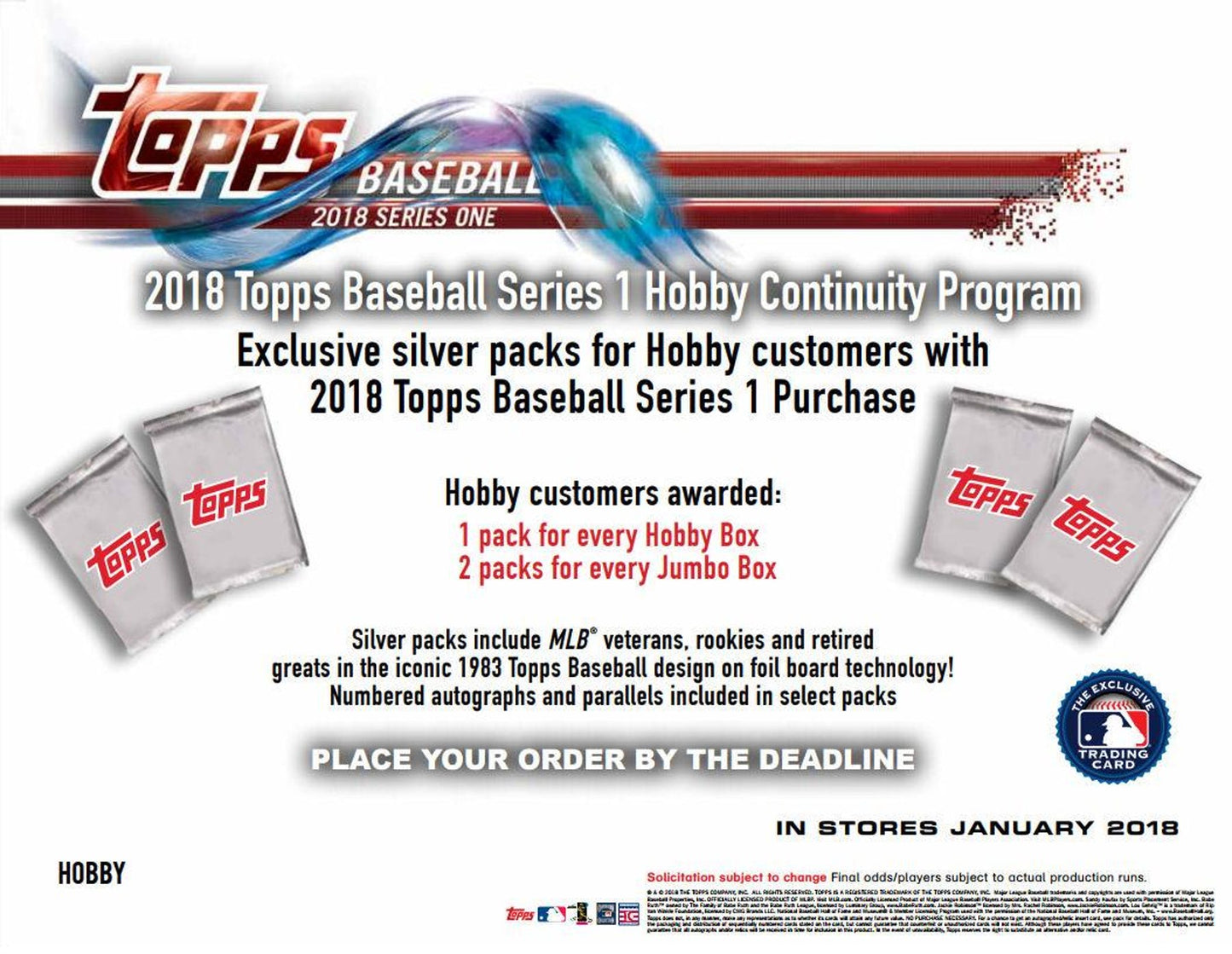 2018 Topps Series 1 Baseball Hobby Box (Plus 1 Silver Pack)